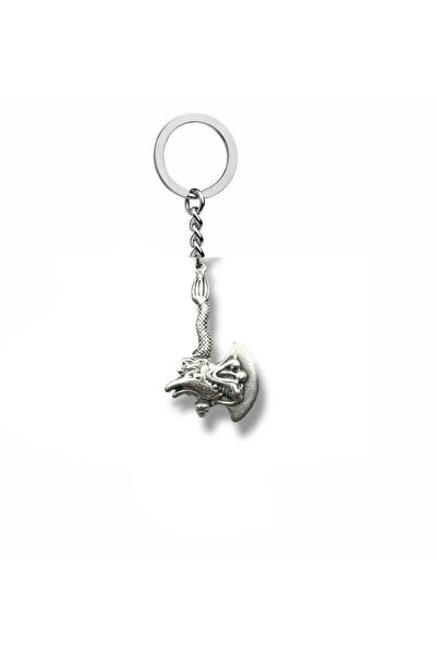 Herşey Nota Breloc cu topor cu figurină de dragon – Accesoriu fantastic mitologic unisex din metal Zamak