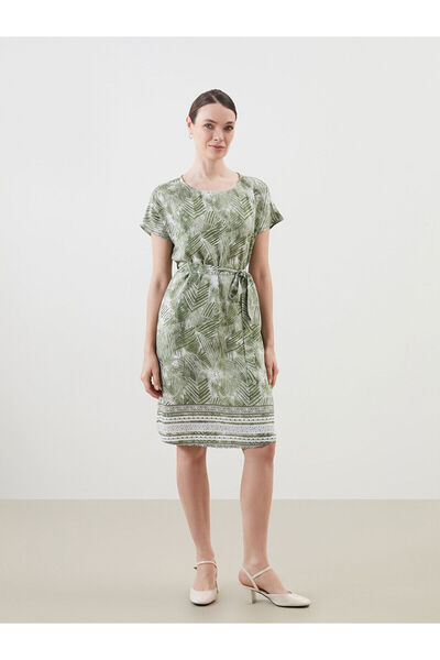 LC Waikiki LCW Grace Bisiklet Yaka Desenli Kadın Mini Elbise (S5)