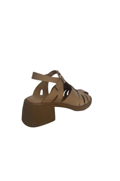 KEMAL TANCA 862 M-667 Women's Khaki Leather Heel Sandals