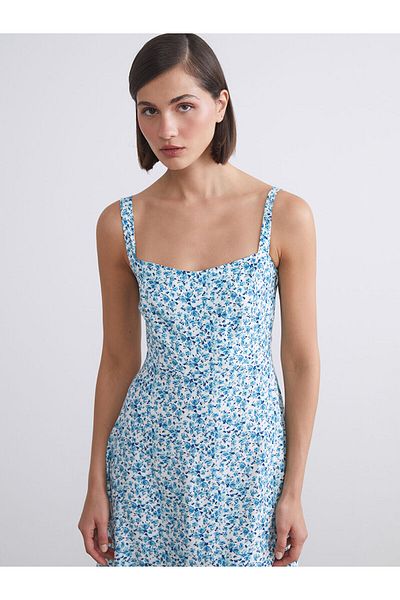 LC Waikiki Rochie mini florală cu guler pătrat