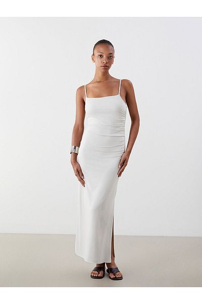 LC Waikiki Square Neck Strap Gathered Dress