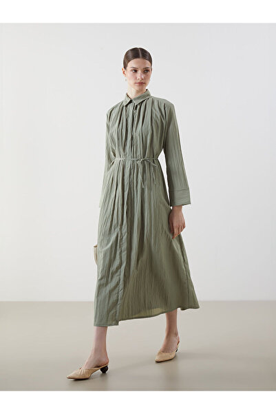 LC Waikiki Nevavm Oversize Textured Women's Shirt Dress with a Difference