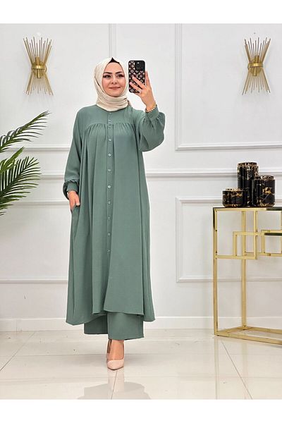 VALENS BOUTİQUE Women's Hijab Set 2-Piece Long Tunic & Pants Set