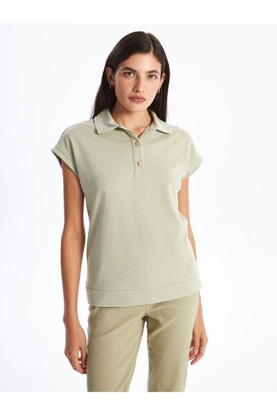 LC Waikiki Green Polo Neck Textured Women's T-Shirt