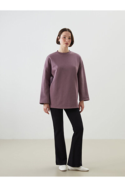 LC Waikiki Plum Crew Neck Oversize Women's Thick Sweatshirt Tunic
