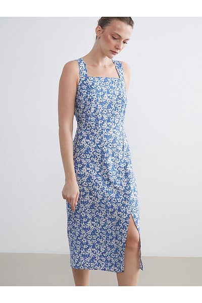 LC Waikiki Rochie cu guler pătrat, cu bretele florale, cu talie