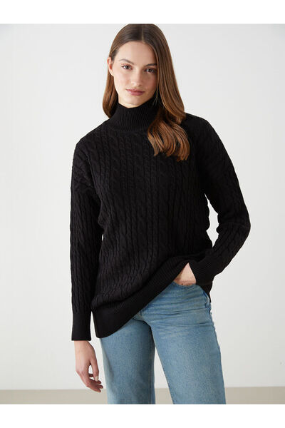 LC Waikiki Vizyon New Season Half Turtleneck Self-Patterned Women's Knitwear ...