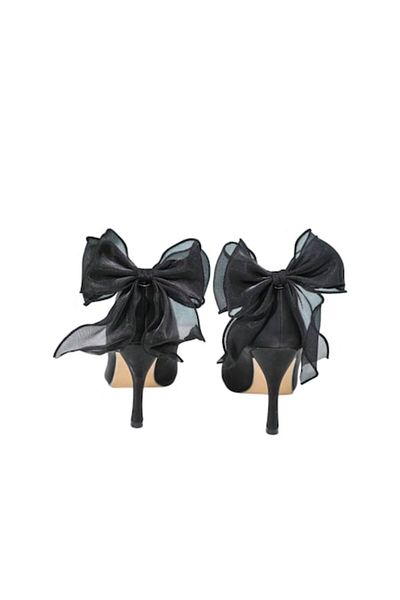 The Casius. Set 2x Shoe Accessories Mesh Bows, Detachable, Black, The Casius