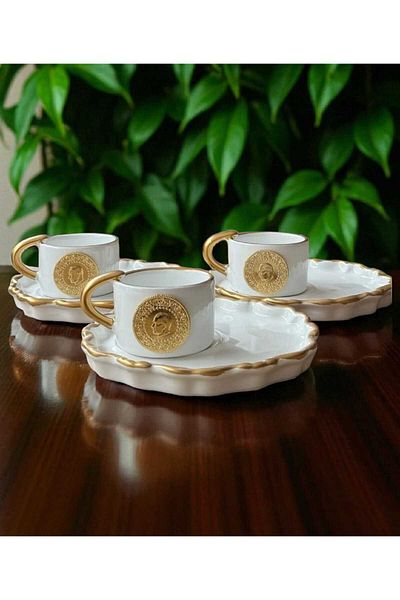 ariana style Beauty Decorated Turkish Coffee Cup Set for 6 People