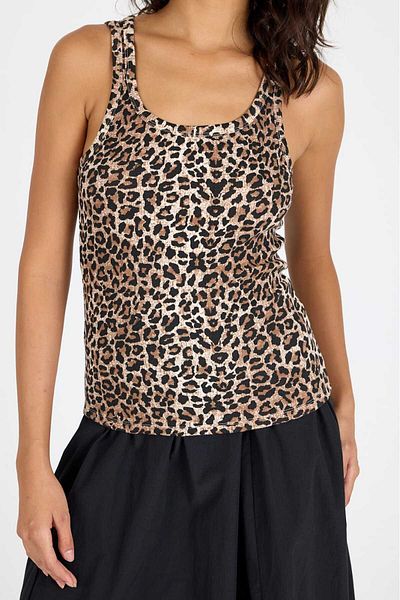 ZACHARIUZ Leopard Camisole Tubular T-Shirt