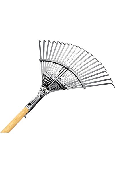 Raco 53733 Ahşap Saplı Ayarlı Metal Çim ve Yaprak Toplama Tırmığı 30-45 CM