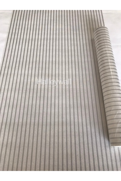 halleywall 2818 Simli Çizgili Gri 5m2 Duvar Kağıdı