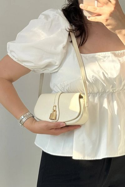 LEONAS Covered Baguette Bag with Lock Accessory Solea Cream