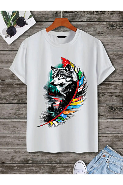 BADAT TEKSTİL Kurt-Türk baskılı tişört-baskı-dtf-Transfer baskı-Kurt baskı-Bozkurt-TÜRK DEVLETLERİ