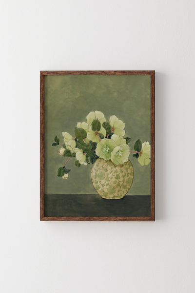 epiqart Flowers in a Vase - Wooden Patterned Frame