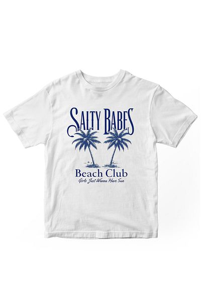 designedfy Salty Beach Club Printed Women's Tshirt White