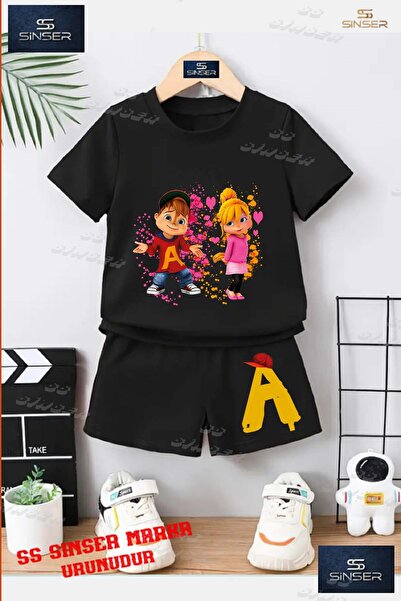 SS SİNSER تي شيرت للأطفال للجنسين "ALVIN 2LI GIRL SQUIRREL" برقبة دائرية مطبو...