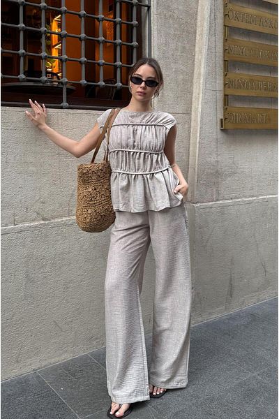 Havoş Mink Layer Blouse Pants Set