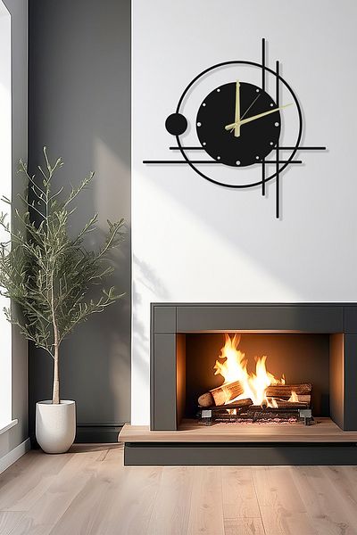Grandmix Decorative Silent Black Metal Wall Clock 45X45 cm