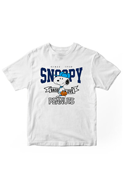 designedfy Snoopy Baskılı Kadın Tshirt Beyaz