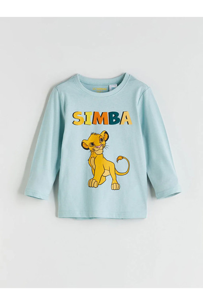 LC Waikiki Lcw Kids Green Crew Neck Simba Printed Boys Pajama Set