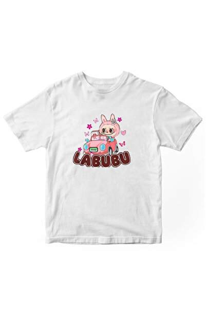 designedfy تيشيرت نسائي مطبوع من لابوبو باللون الأبيض