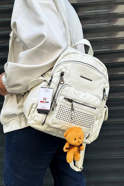 Just Polo Women's White Original Imported Multi-Eye Waterproof Ultra Light Backpack Shopper 2310002Mh