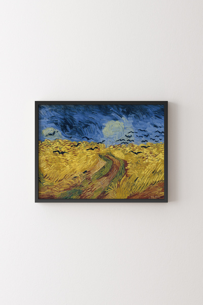epiqart Wheat Field and Crows - Black Frame