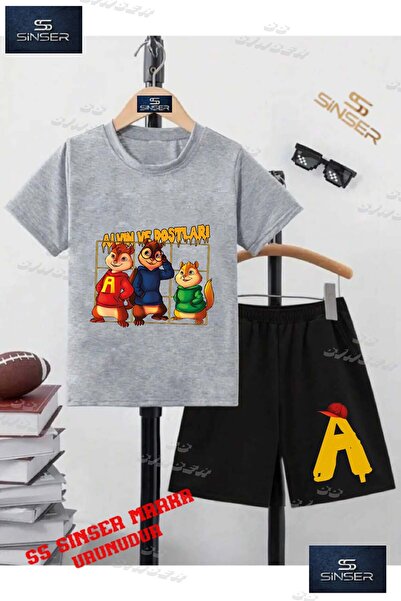 SS SİNSER Children's Unisex “Alvin and Friends“ Special Printed Crew Neck T-S...