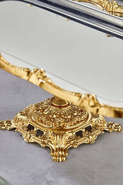 Milenay Elegance Plus Series Footed Promise Engagement Presentation Tray, Silver Tray Gold Accessory