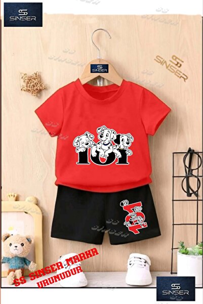 SS SİNSER تي شيرت للأطفال للجنسين "DALMACIAN KOPEK BLACK" مطبوع خاص برقبة دائ...