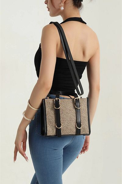 FHD BAGS Women's New Season Straw Look Leather Detailed Adjustable Strap Shoulder Bag