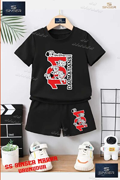 SS SİNSER Children's Unisex “Dalmacian Dog Red“ Custom Printed Crew Neck T-Sh...