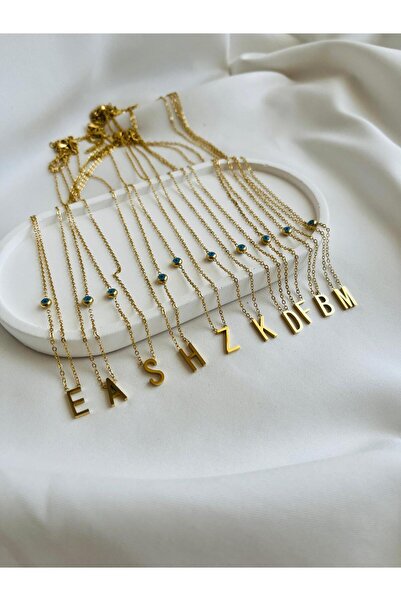 ESDE Harfli kolye çelik kararma yapmaz Gold Kaplama (E)