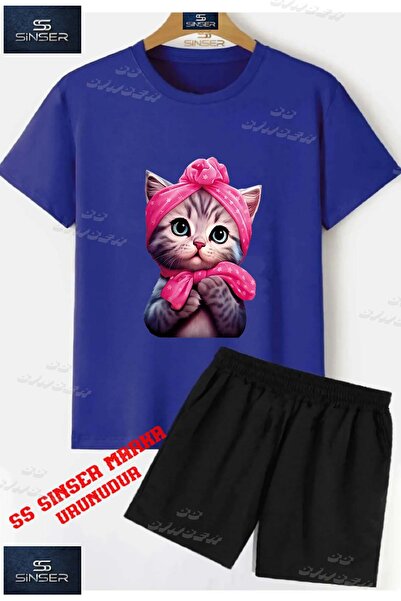 SS SİNSER Παιδικό UNISEX T-shirt με ειδική στάμπα "CAT HALF PINK RIBBON" με λ...