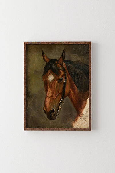 epiqart Cap de cal - Cadru cu model din lemn