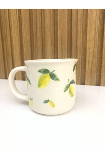 Limon Desenli Tamamen El Yapımı Seramik Mug Kupa Handmade Kahve Fincanı