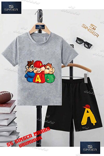 SS SİNSER Children's Unisex “Alvin 3Lu Sincap Half Trunk“ Custom Printed Crew...