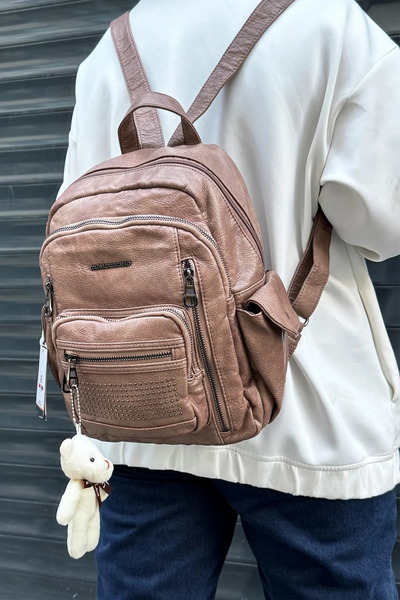 Just Polo Women's Mink Original Imported Multi-Eye Waterproof Ultra Light Backpack Shopper 2310002Mh