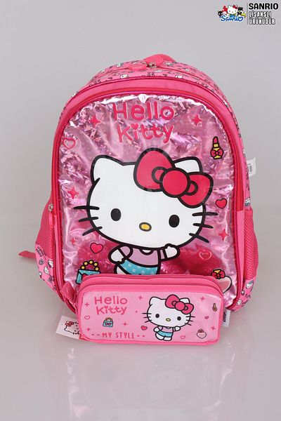 Hello Kitty SEZON NOU LICENȚAT CU DEKOMUS HELLO KITTY „PINK LOVE COLLECTION” GEANTĂ ȘCOALA ȘI PENĂ PACHET DE 2