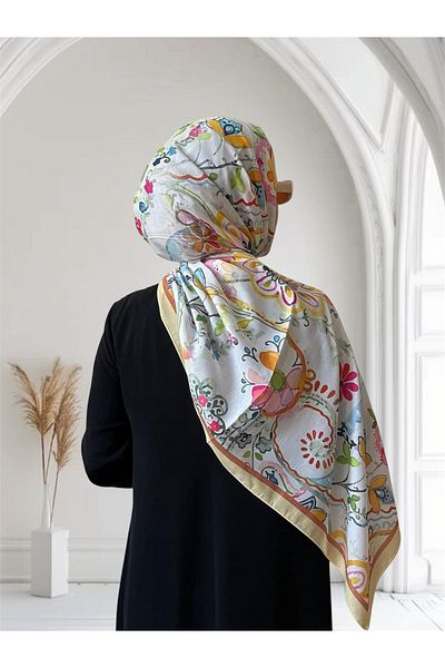 ESSLERA Flower Pattern Yellow Soft Shawl