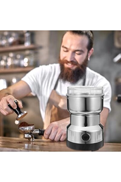 EMATTEIRO Râșniță Electrică Cafea și Condimente 200W, Carcasă Inox Argintiu, Compactă și Puternică