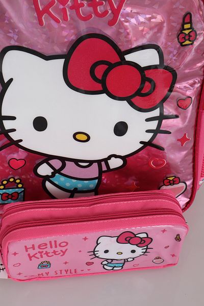 Hello Kitty SEZON NOU LICENȚAT CU DEKOMUS HELLO KITTY „PINK LOVE COLLECTION” GEANTĂ ȘCOALA ȘI PENĂ PACHET DE 2
