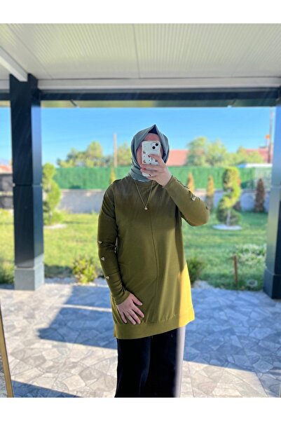 KADO Mihrana Kadın Tesettür Uzun Kol Ribanalı Tunik