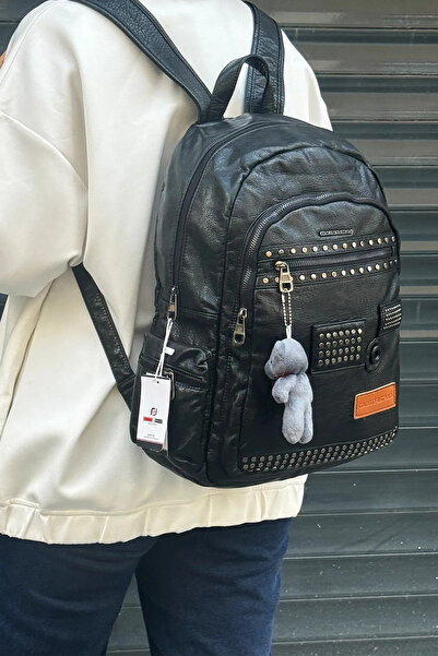 Just Polo Women's Black Imported Washed Leather School & Backpack Shopper 2310000Mh