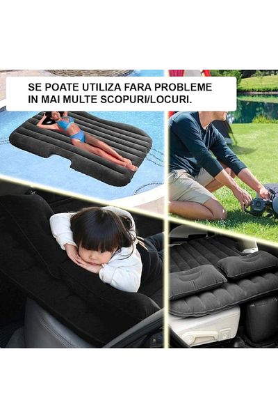 EMATTERIO Saltea Auto Gonflabilă pentru Banchetă, cu Pompa Electrică Inclusă, Confort în Călătorii