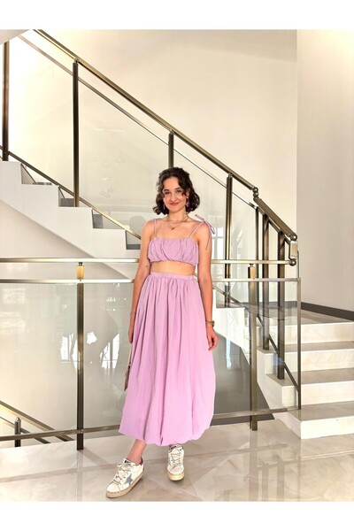 Sude Kızanlıklı Balloon Crop and Skirt Set