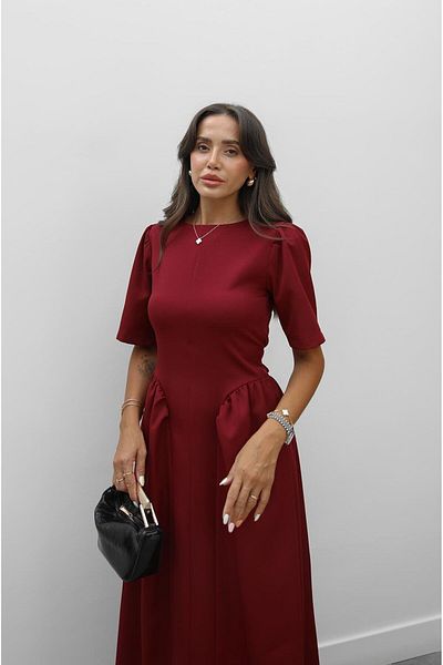 Havoş Burgundy Callisto Dress with Belt on the Back