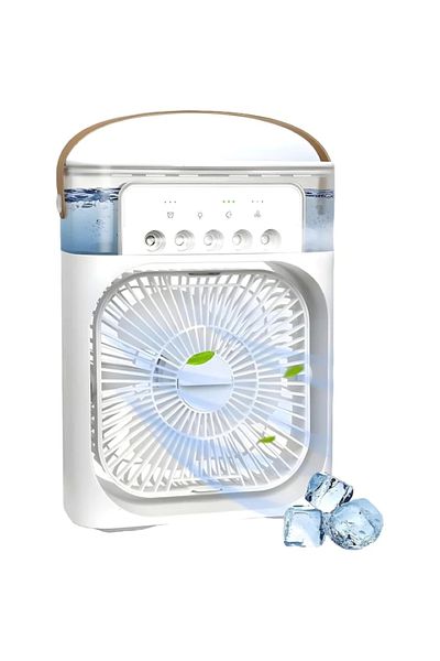 EMATTERIO Mini Ventilator 3 în 1 Portabil, Răcitor Aer, Umidificator, Purificator, 7 Lumini, Rezervor 600ml
