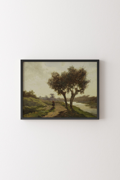 epiqart Two Trees Landscape - Black Frame